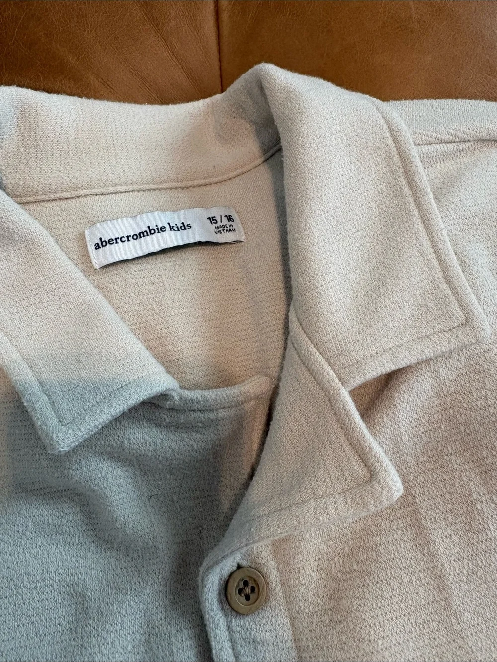Abercrombie kids light tan button up.